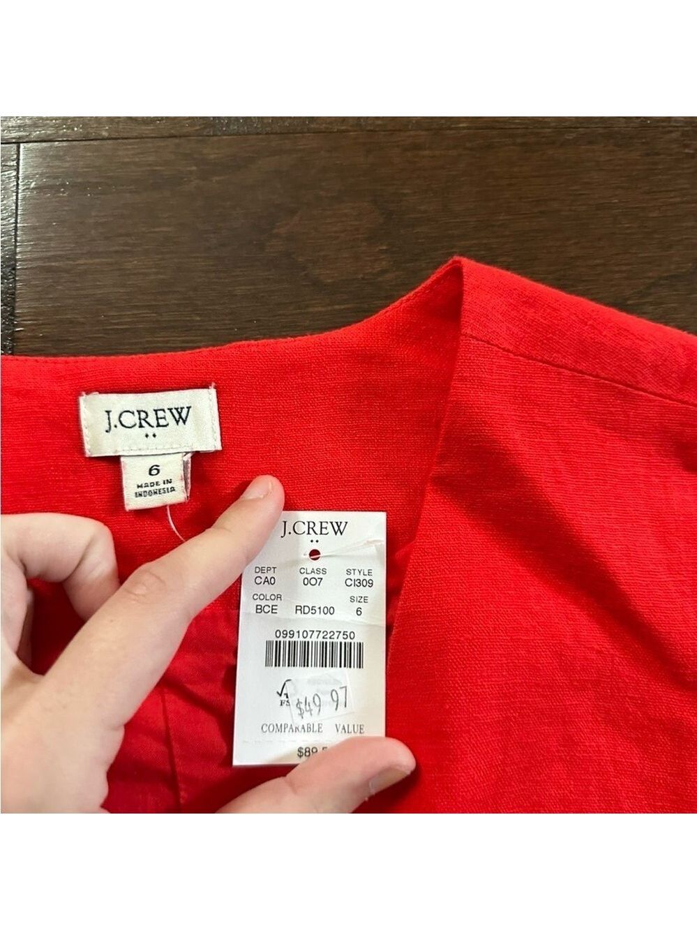 J.Crew-Button-front linen-blend vest, red size 6-NWT - Picture 7 of 15